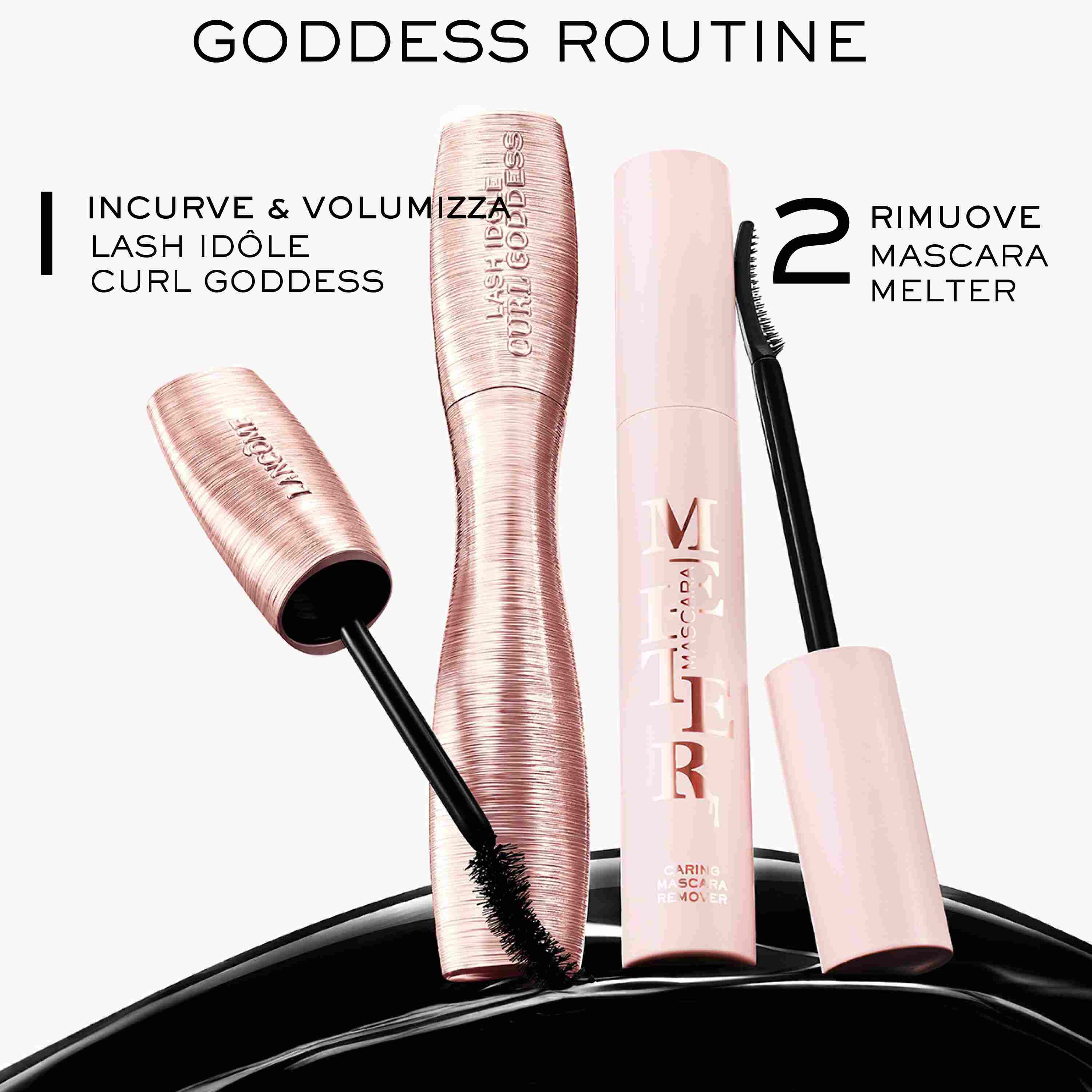 "Goddess Routine" in due step con il mascara Lancome Lash Idole Curl Goddess e lo struccante Mascara Melter.