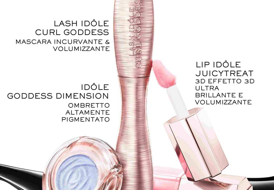 Set "Goddess Look" con mascara Lash Idole Curl Goddess, ombretto Idole Goddess Dimension e lucidalabbra Lip Idole Juicytreat.