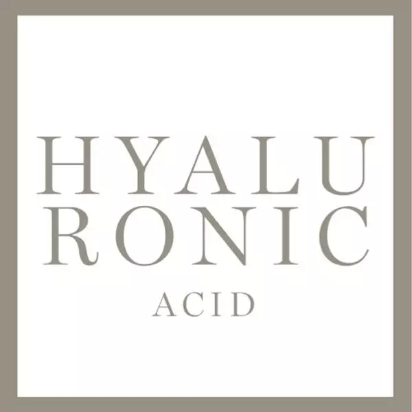 Testo alternativo: Logo con la scritta "HYALURONIC ACID" in un design minimalista.